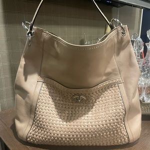 Coach Tan Woven leather front Pocket Hobo Bag